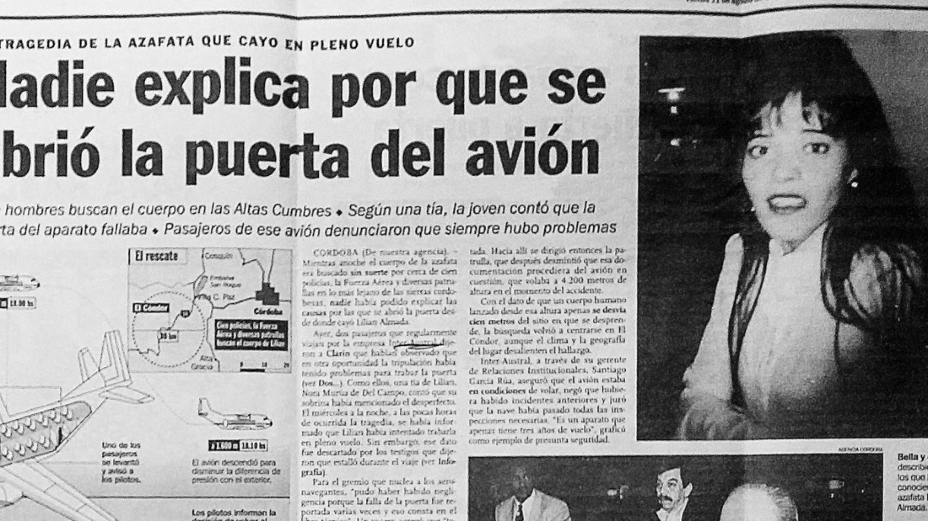 El día que una azafata argentina se cayó al vacío desde unos 3.000 metros