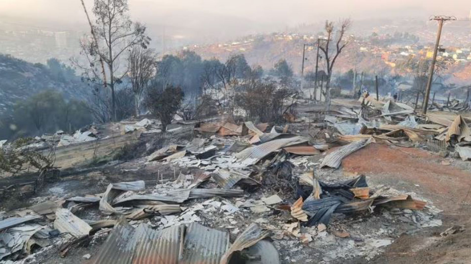 Así quedó un sector de Viña del Mar tras el paso del fuego.