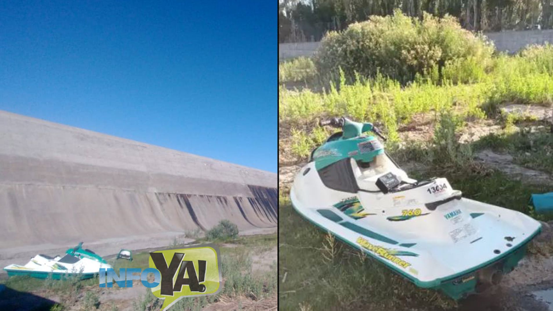 El hombre quedó tendido junto con la moto al otro lado del vertedero.
