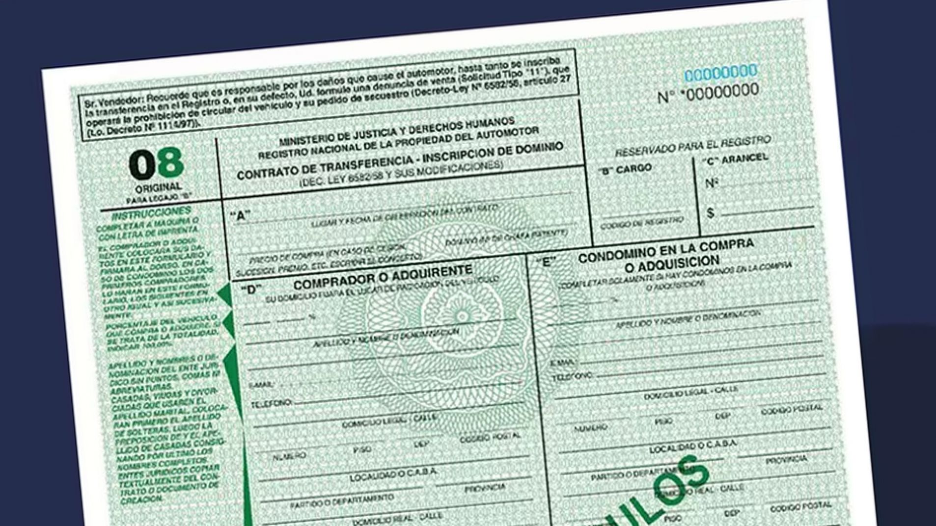 Así es el nuevo formulario 08 para transferir un vehículo