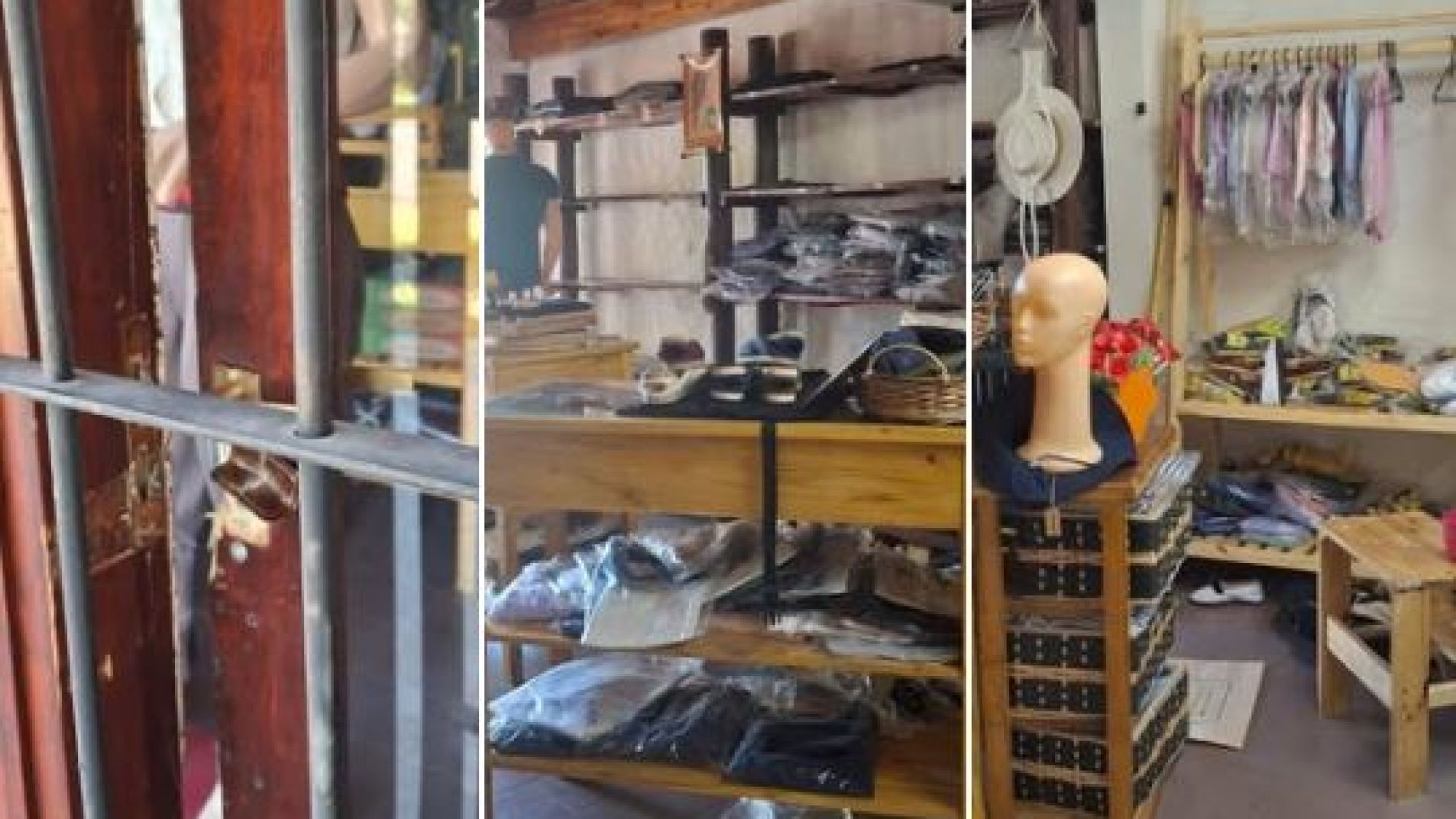 Forzaron la puerta y una vez adentro los ladrones tomaron todo lo que pudieron (fotos FM Atuel 97.5).