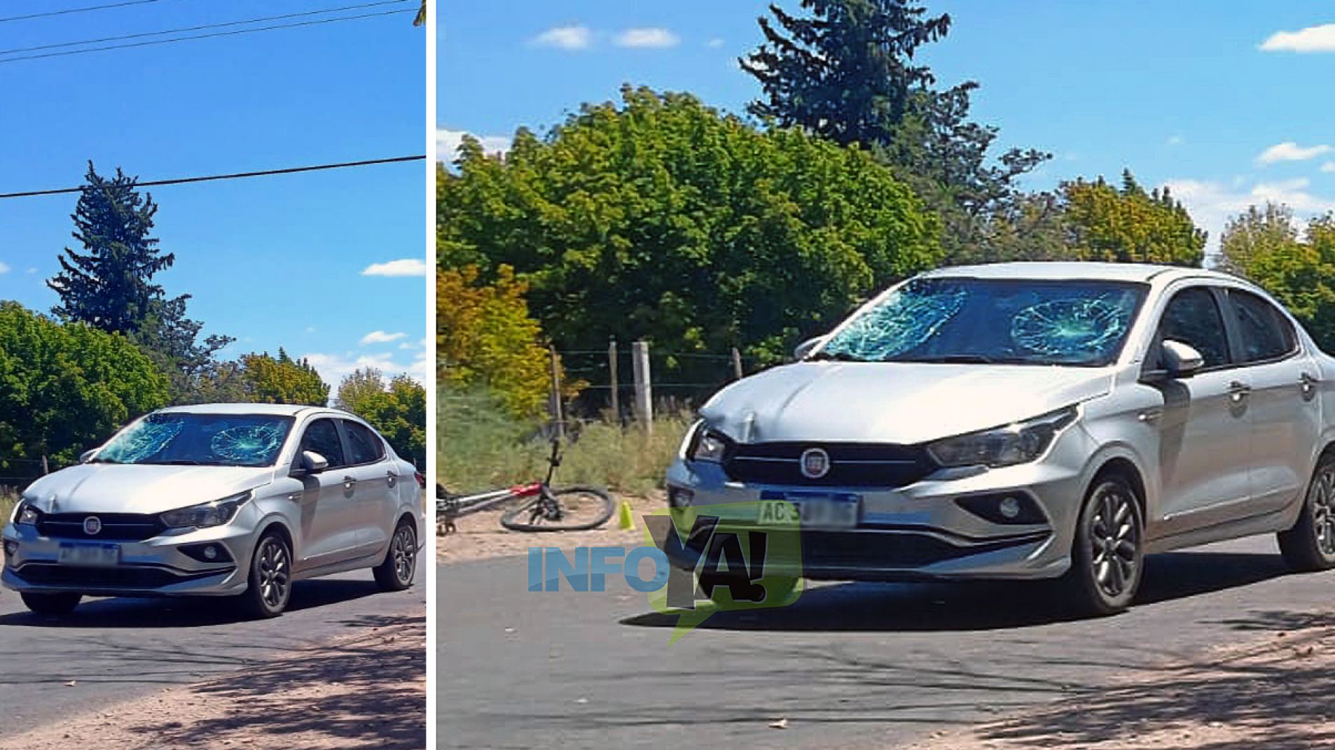 El estado en qué quedó el parabrisas del auto evidencia la magnitud de la colisión.