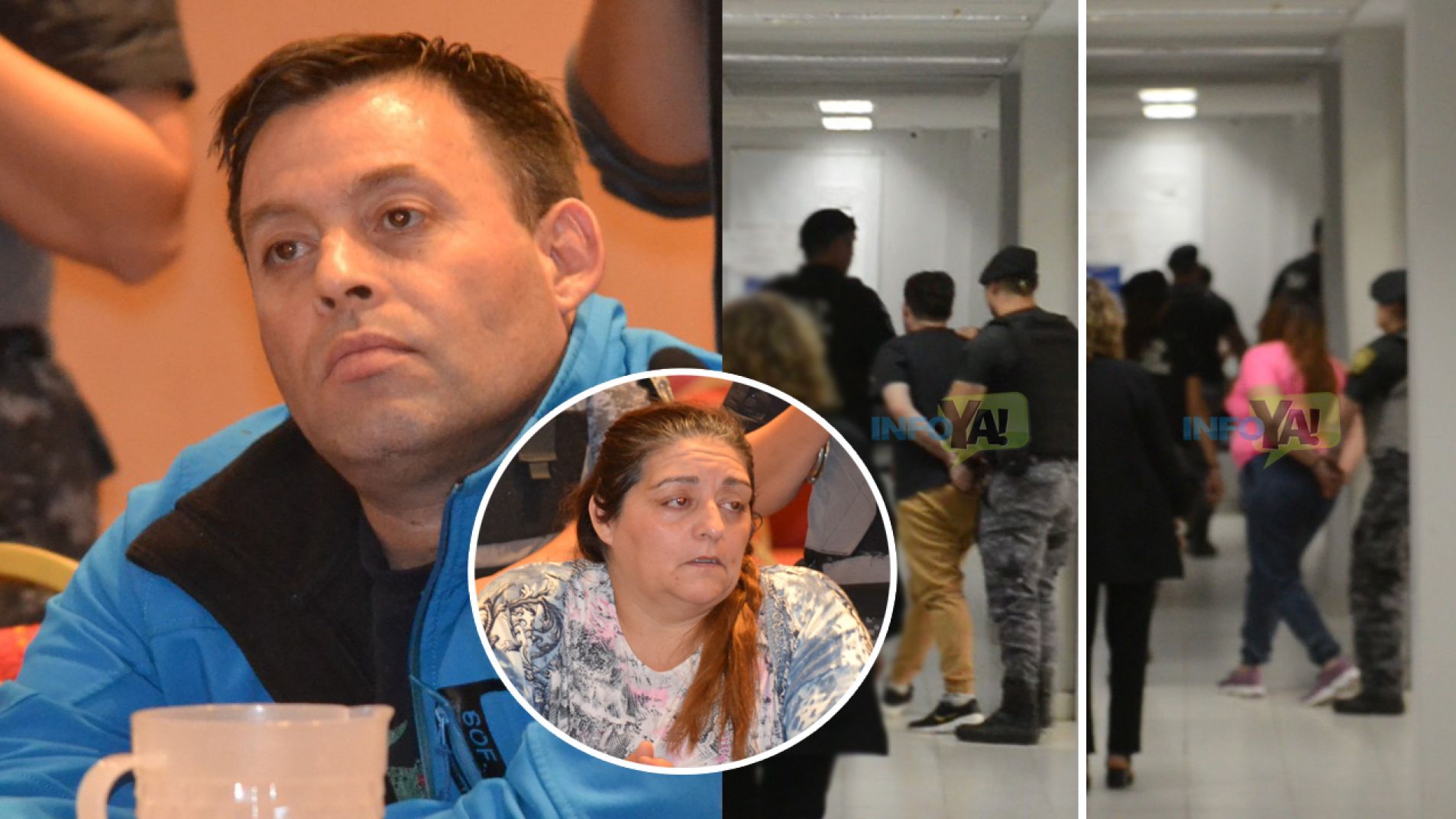 Los condenados al salir de la audiencia en la que le impusieron las penas de prisión.