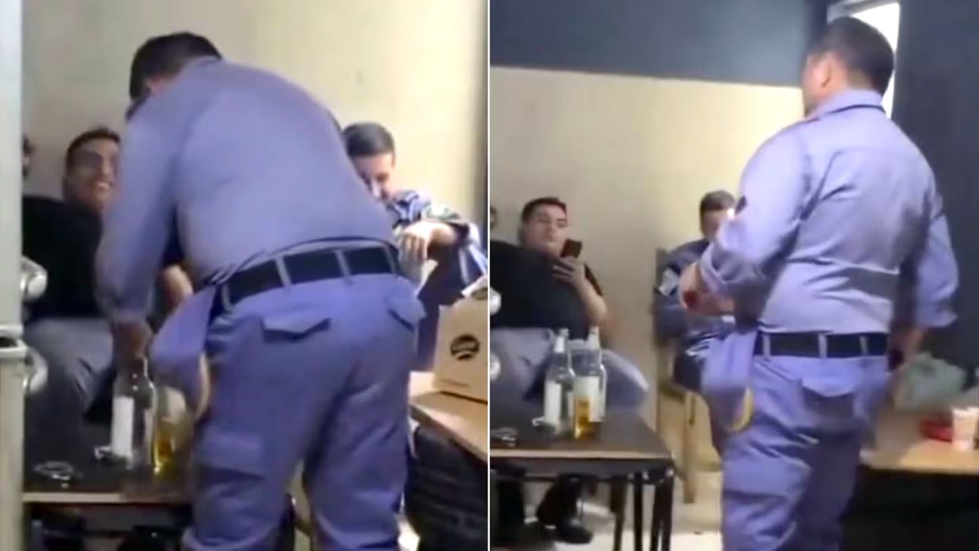 Se viralizó el video de tres policías tomando alcohol en una comisaría
