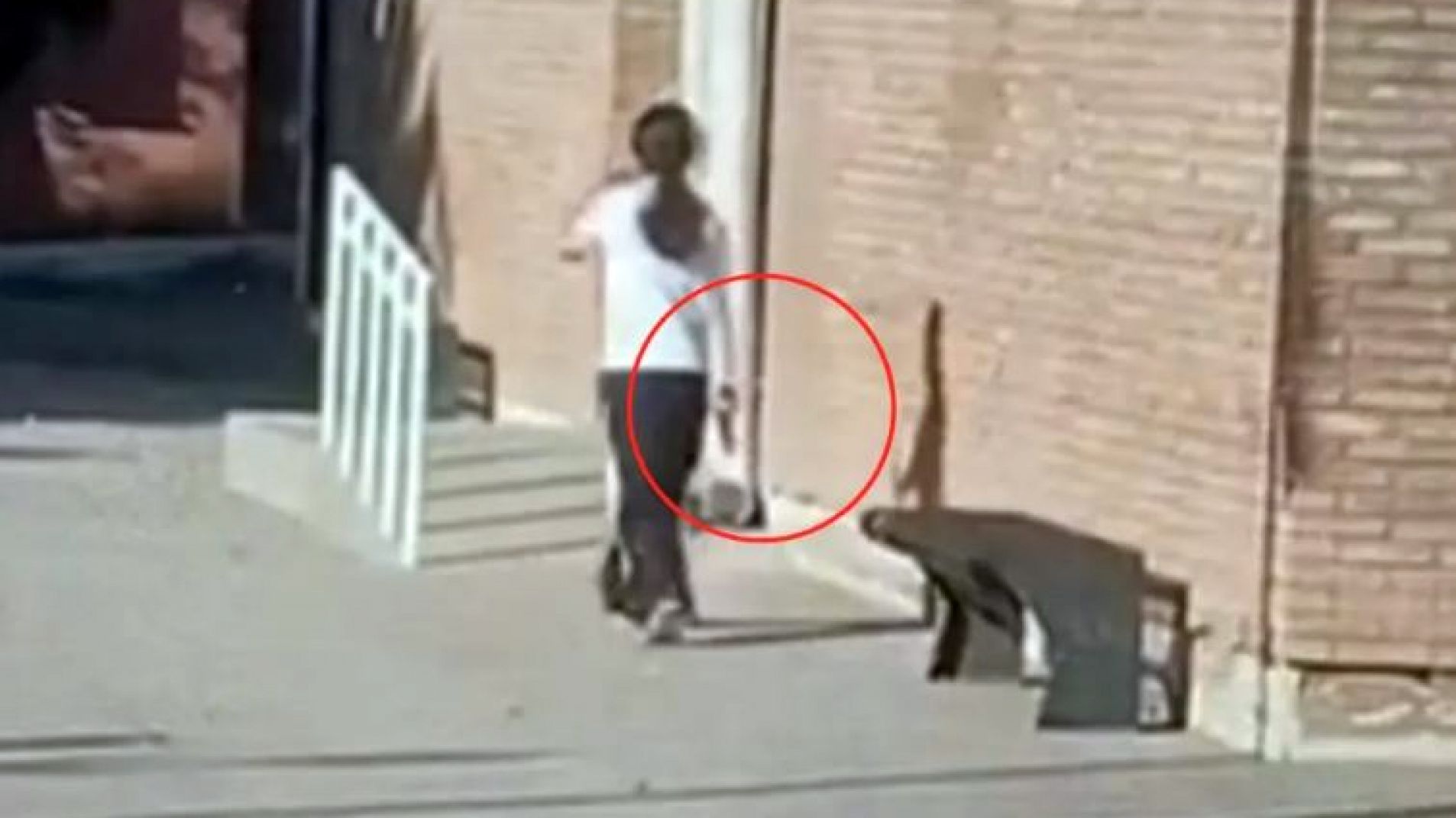 La alumna deambuló por el patio de la escuela con el arma en la mano.