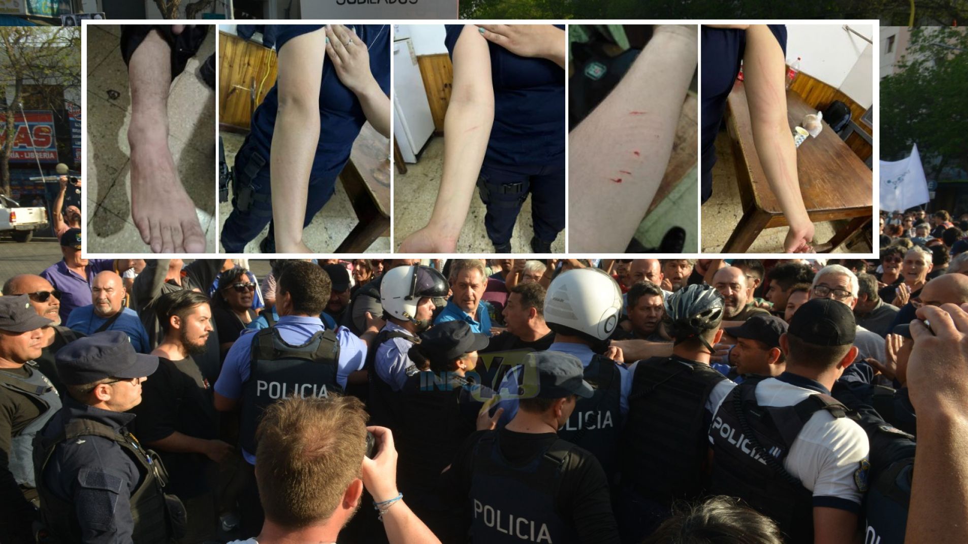 (Video) Tres policías lesionados en los disturbios en la marcha universitaria