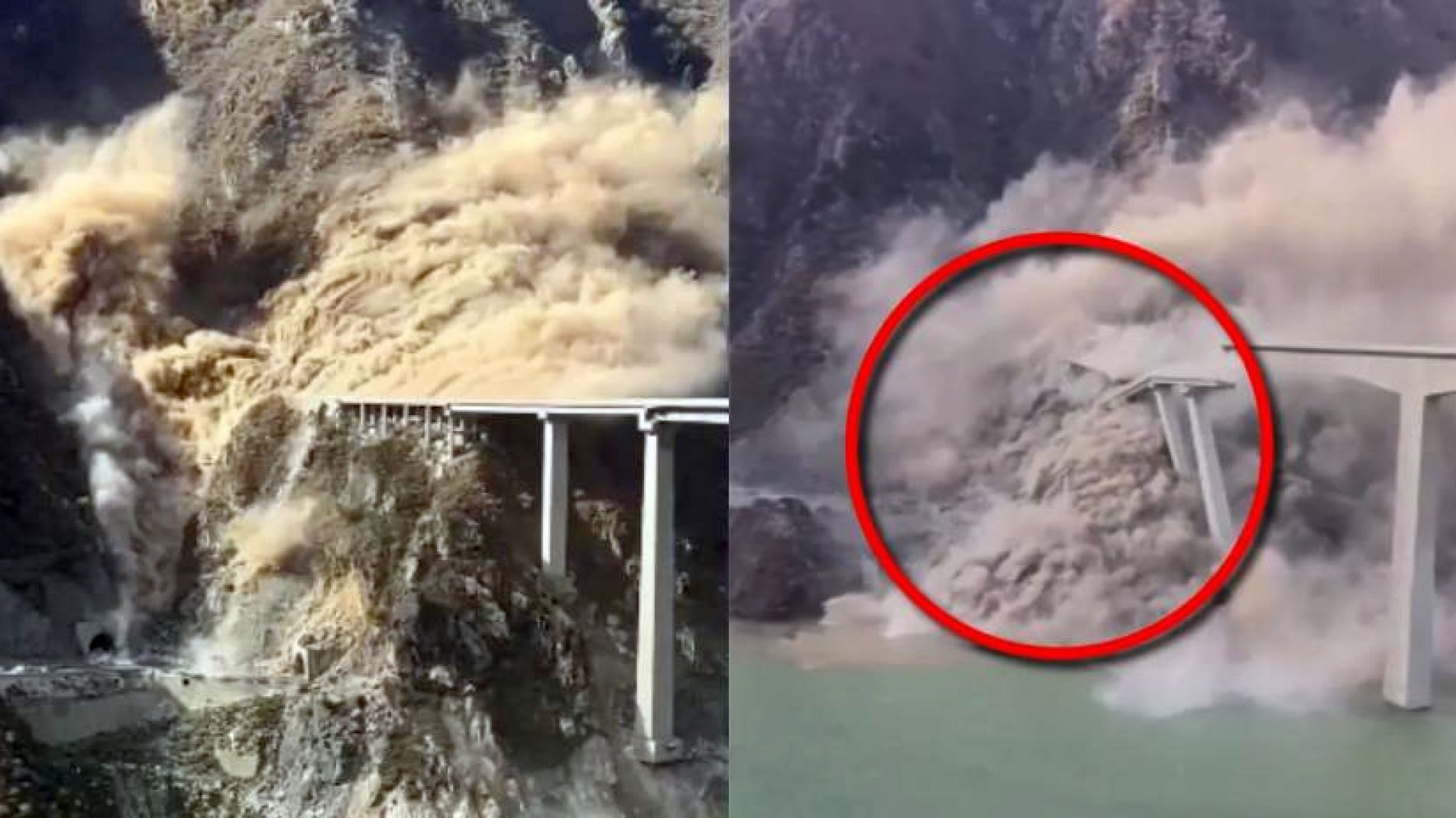 El impactante momento en que colapsa un puente de 758 metros en China