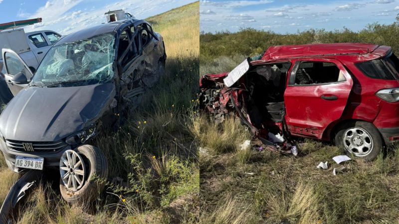 Choque frontal en la ruta 143 con vuelco y tres lesionados