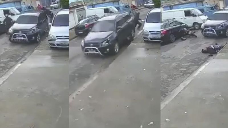 Video: Embistió a motochorro, luego hizo marcha atrás y lo pasó por encima