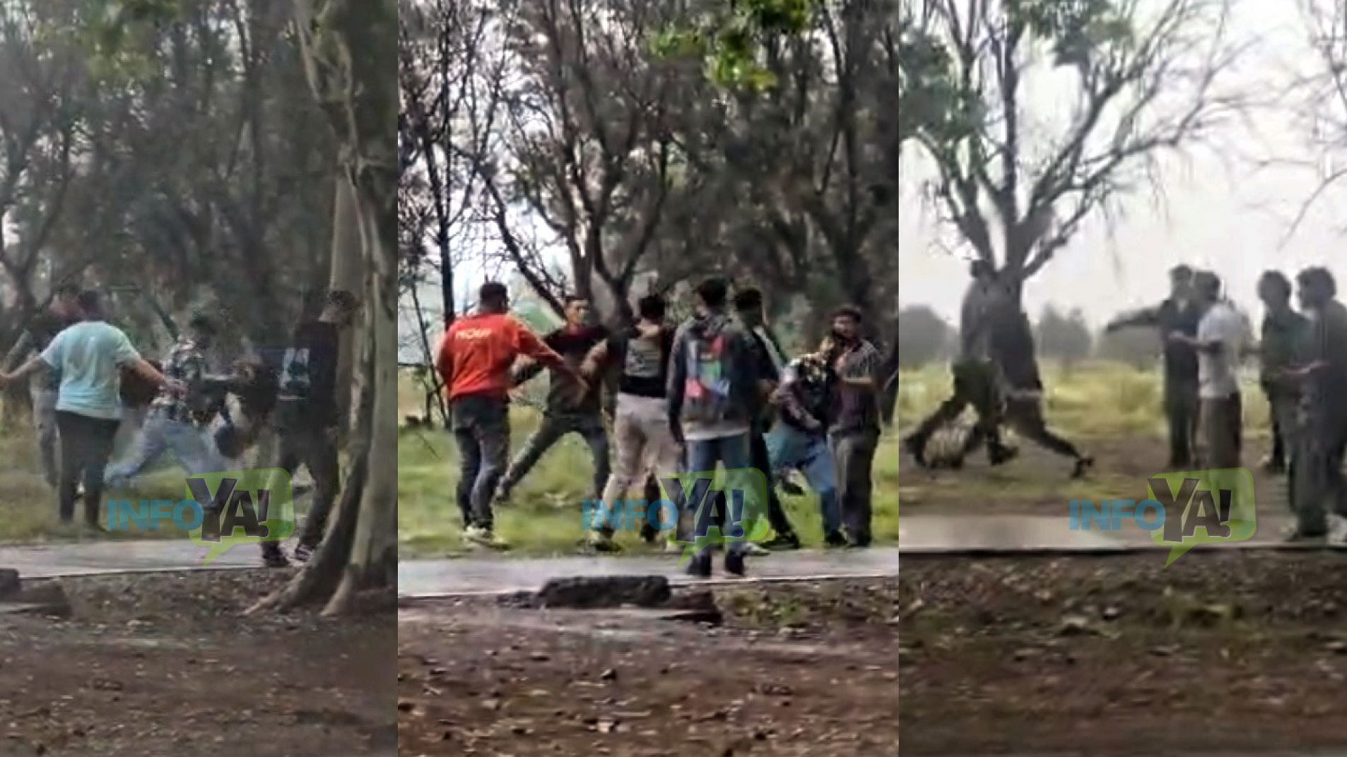 En la pelea participaron alrededor de diez jóvenes.