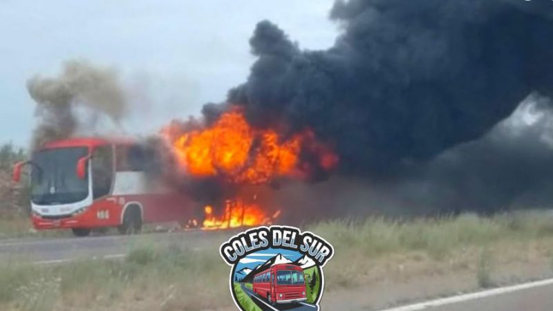 Un colectivo de Iselin se consumió por el fuego en plena ruta