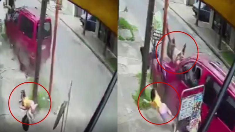 Un hombre y sus hijas fueron atropellados por una camioneta (Video)