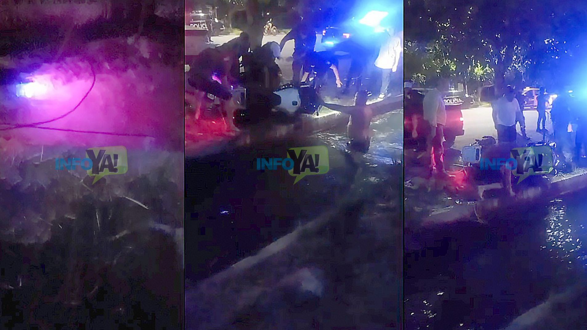 Video: Una moto de la Policía Vial cayó a un canal luego de ser embestida