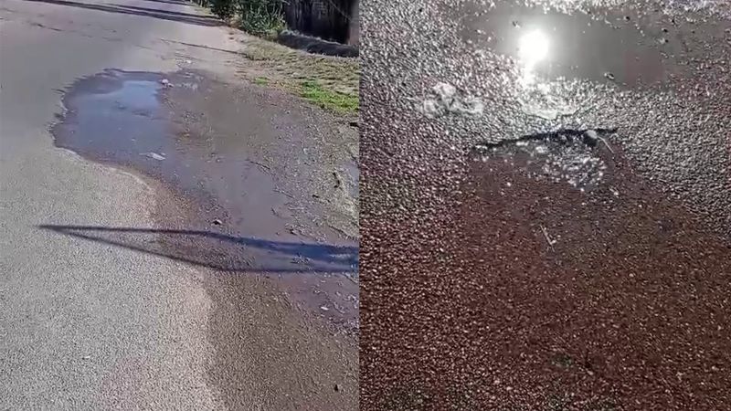 Video: reclaman por una pérdida de agua que lleva dos semanas