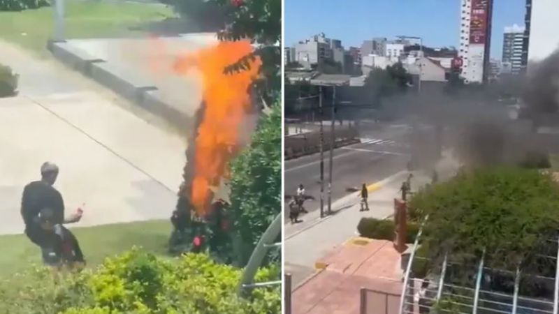 Interna kirchnerista: Incendian árbol de Navidad frente a un municipio (Video)