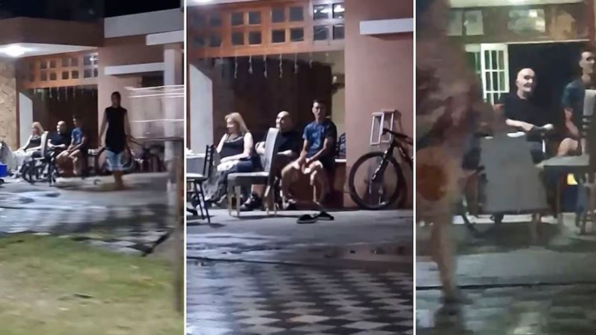 Lionel Scaloni en la vereda de la casa de sus padres como un vecino más.