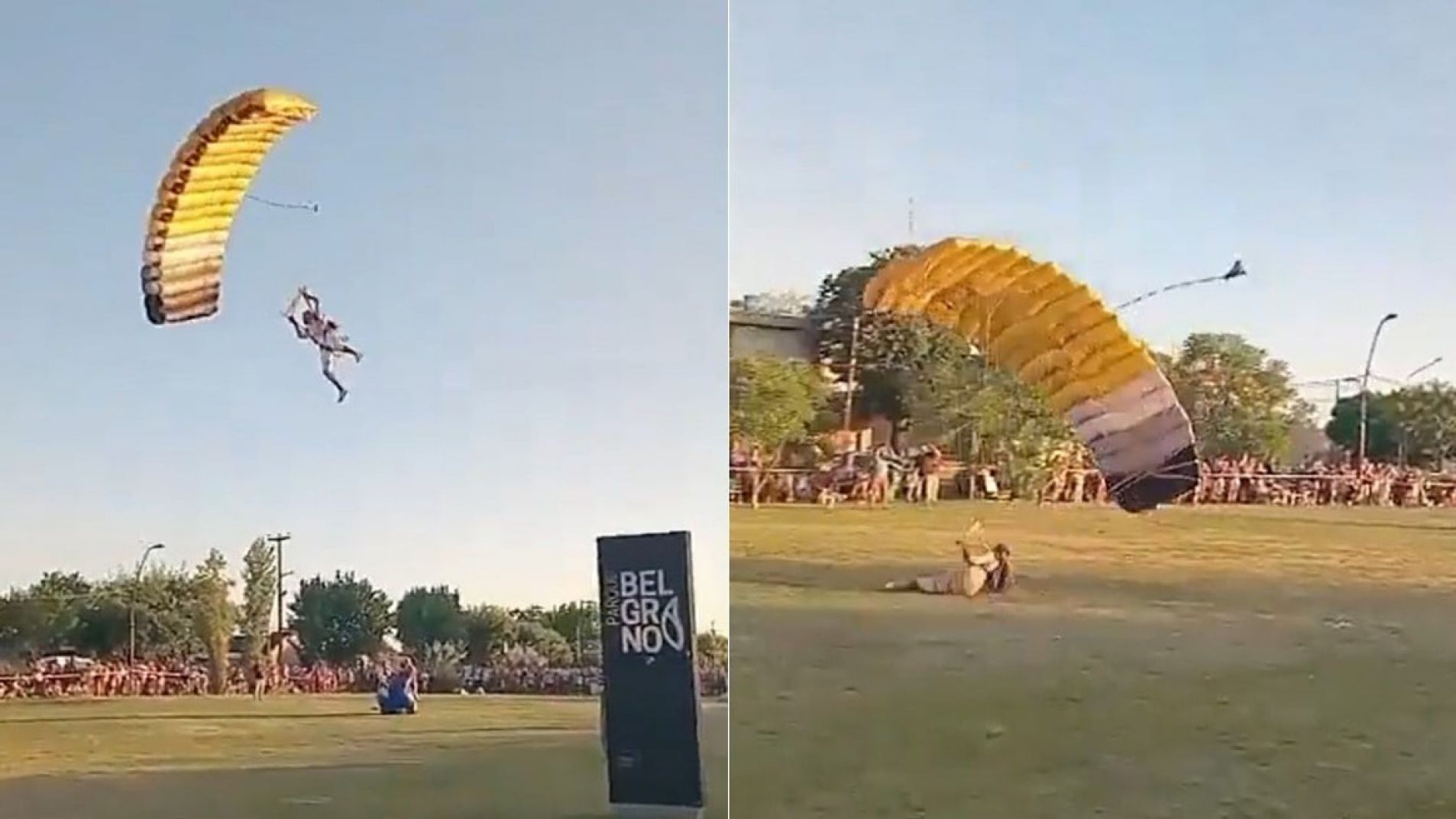 Los Reyes Magos llegaron en paracaídas: "Gaspar" quedó hospitalizado (Video)