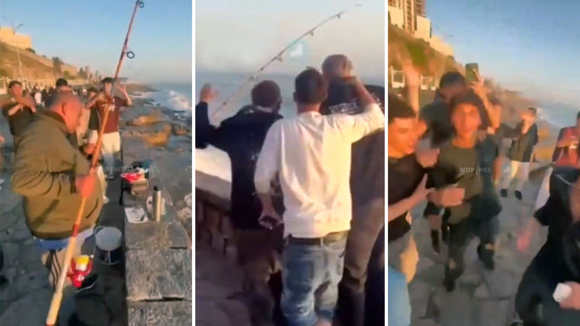 Un grupo de jóvenes se puso a alentar a un pescador: el video se hizo viral