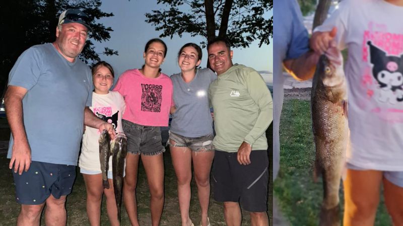 Tiene ocho años y pescó una perca de dos kilos y medio