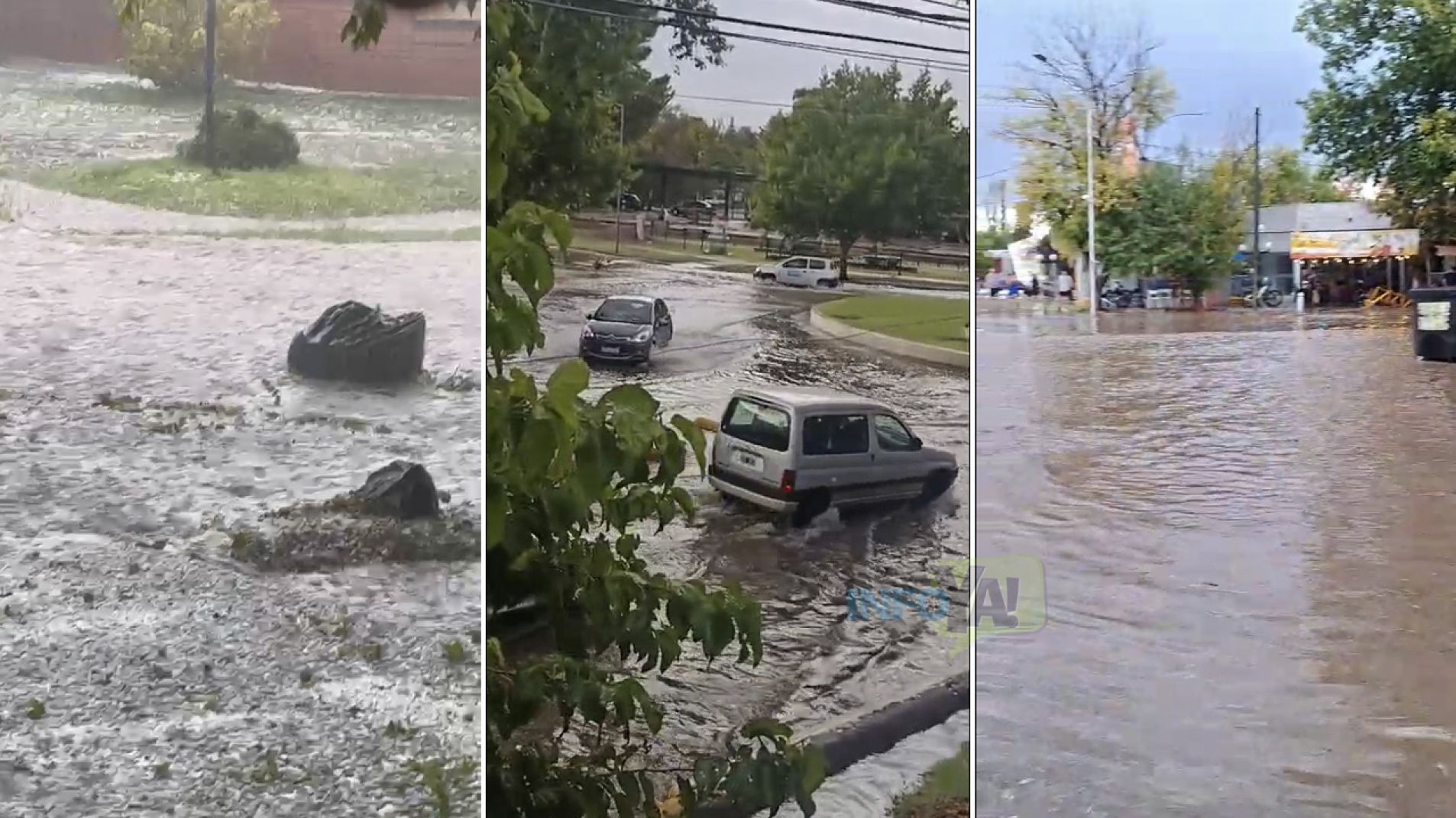 Calles inundadas por la intensa tormenta de este viernes en San Rafael