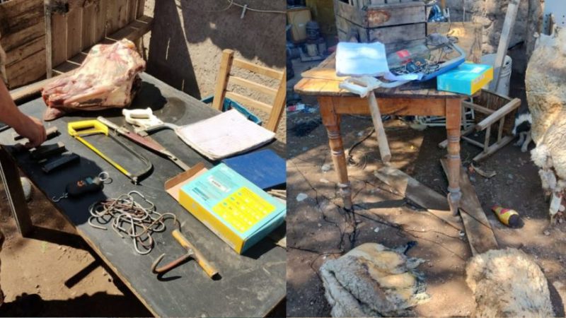 Investigación por abigeato: secuestran partes de pistola, hacha y carne faenada