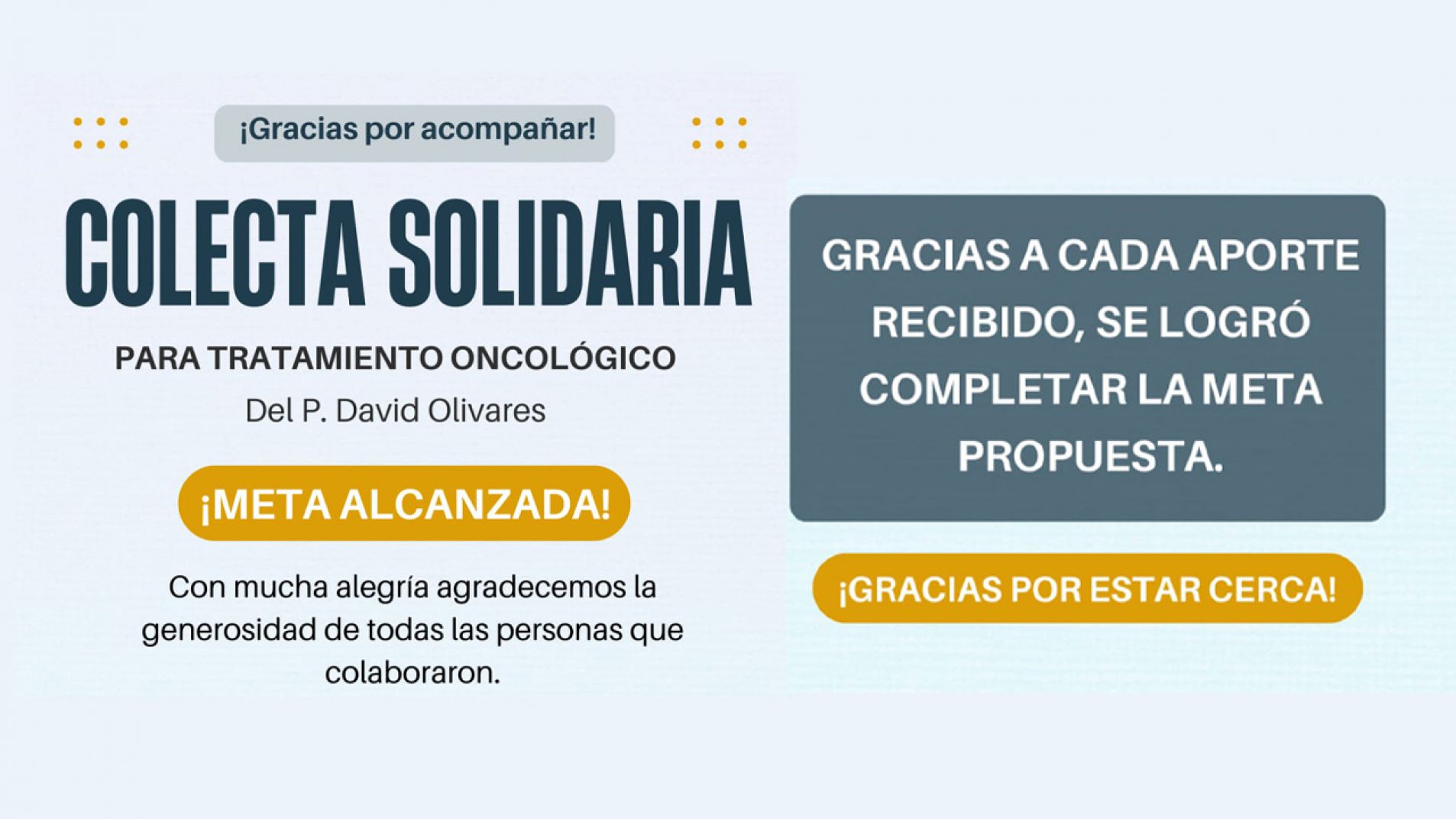 Gracias a la colecta solidaria el padre David ya tiene el dinero para su tratamiento