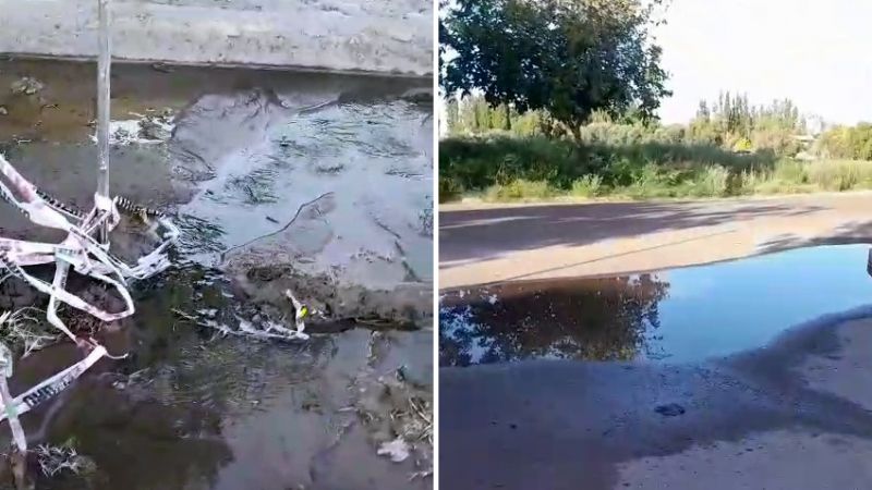 Video: cañería arreglada hace un mes volvió a romperse y pierde mucha agua