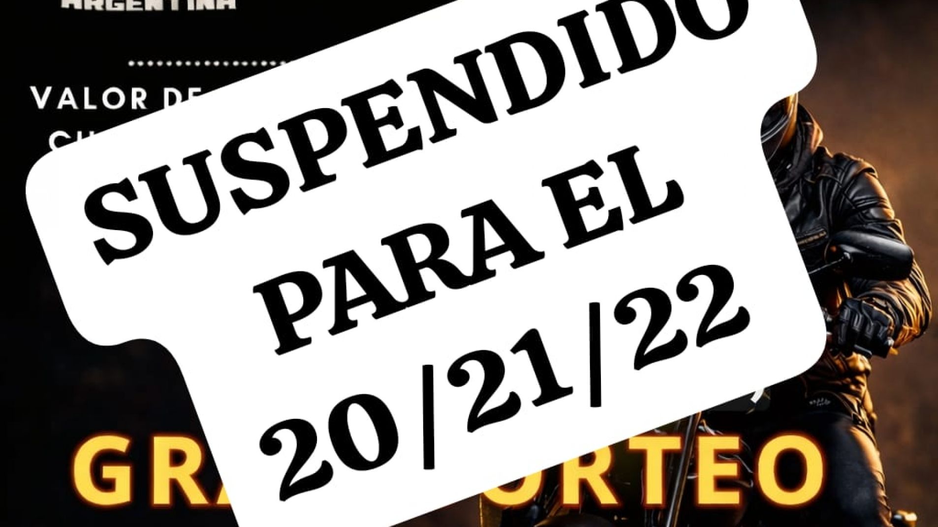 Por las inclemencias del tiempo se suspendió el encuentro de Moteros