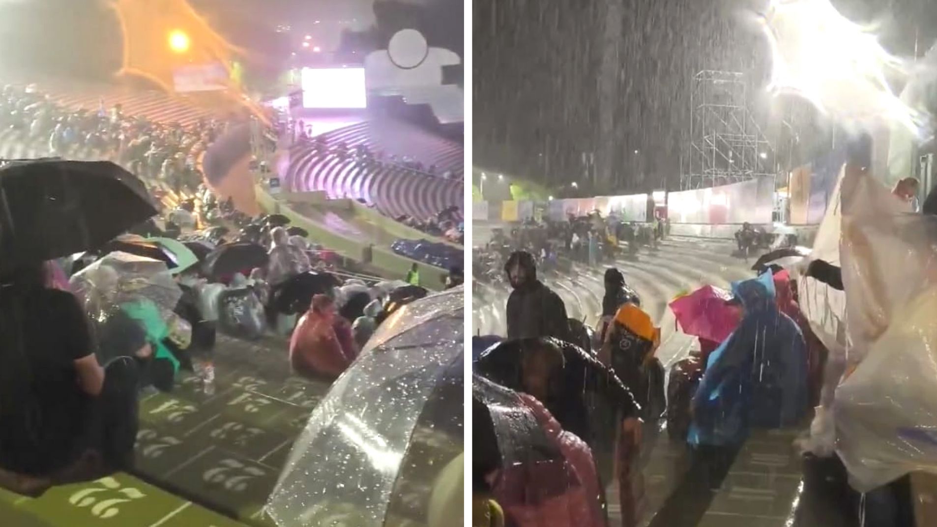 Videos: la lluvia sobre el teatro griego obligó a suspender el show de Abel Pintos