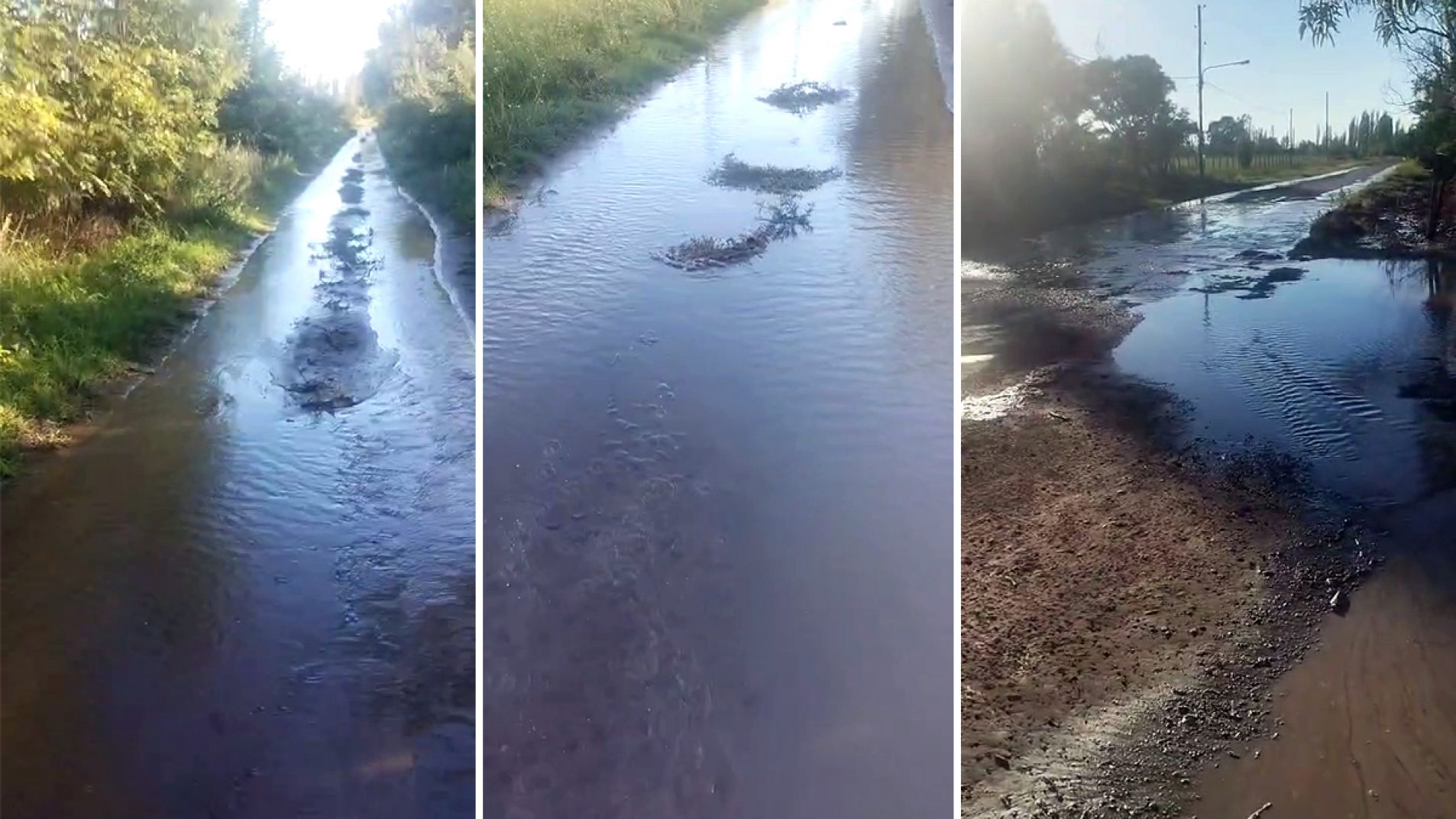 El agua hace imposible el tránsito por la zona.