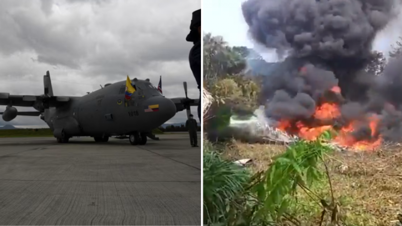 Videos: Un avión militar con más de 120 personas se estrelló en Colombia