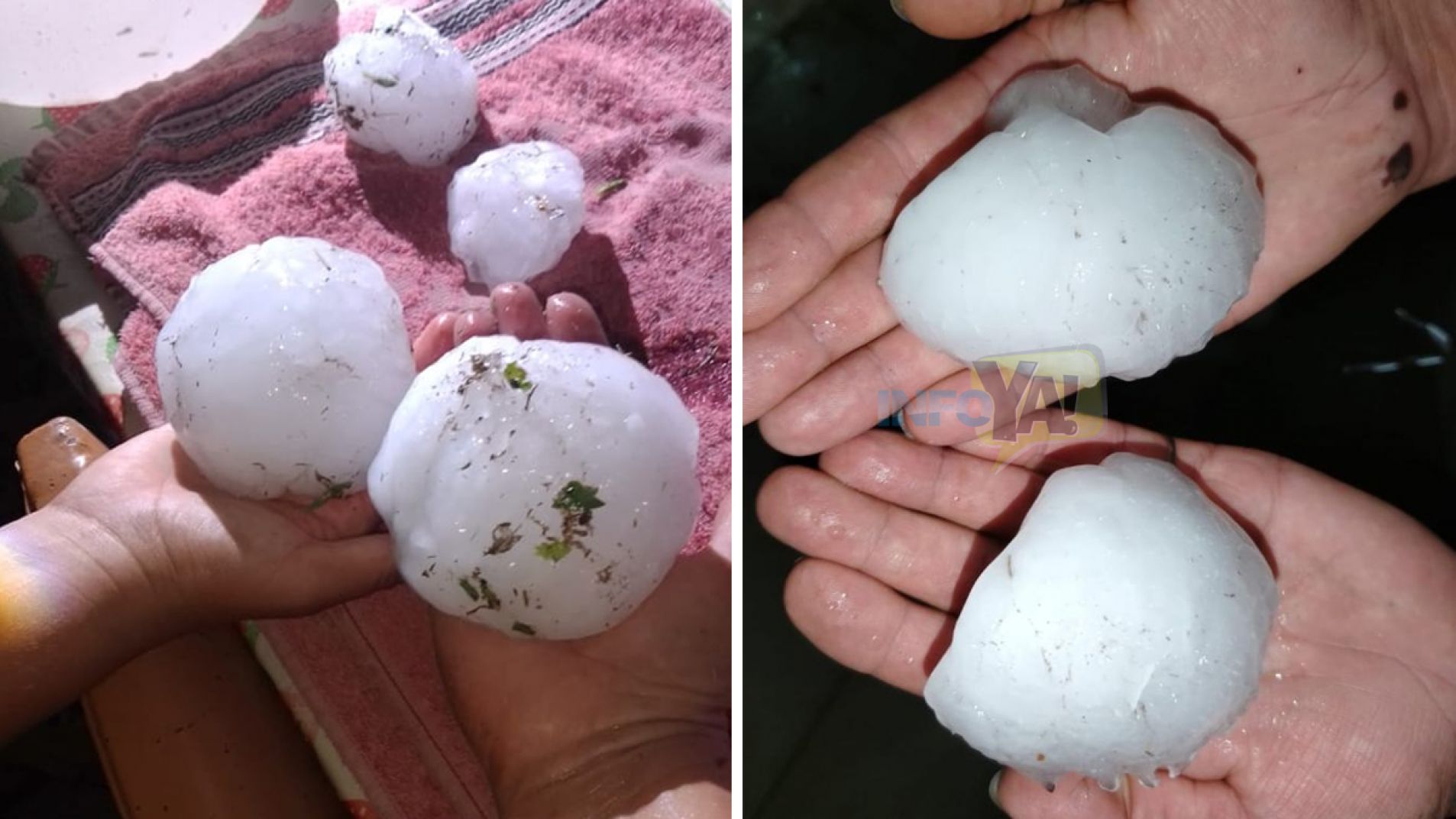 Hubo granizo de tamaño importante.