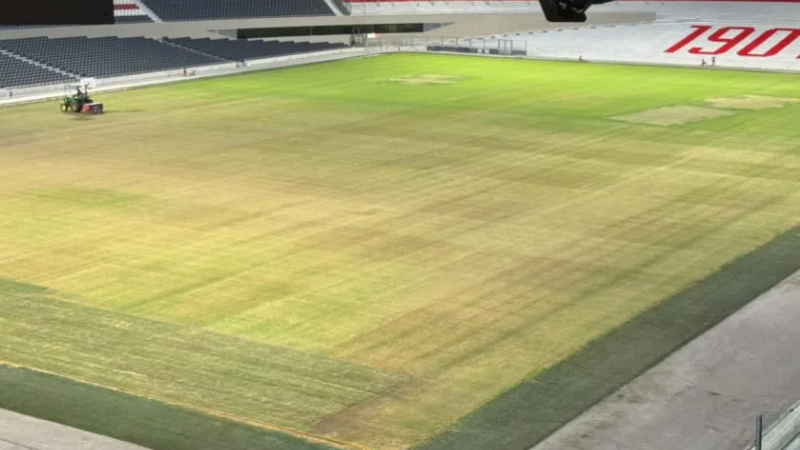 Así está el campo del Monumental antes del partido con Belgrano