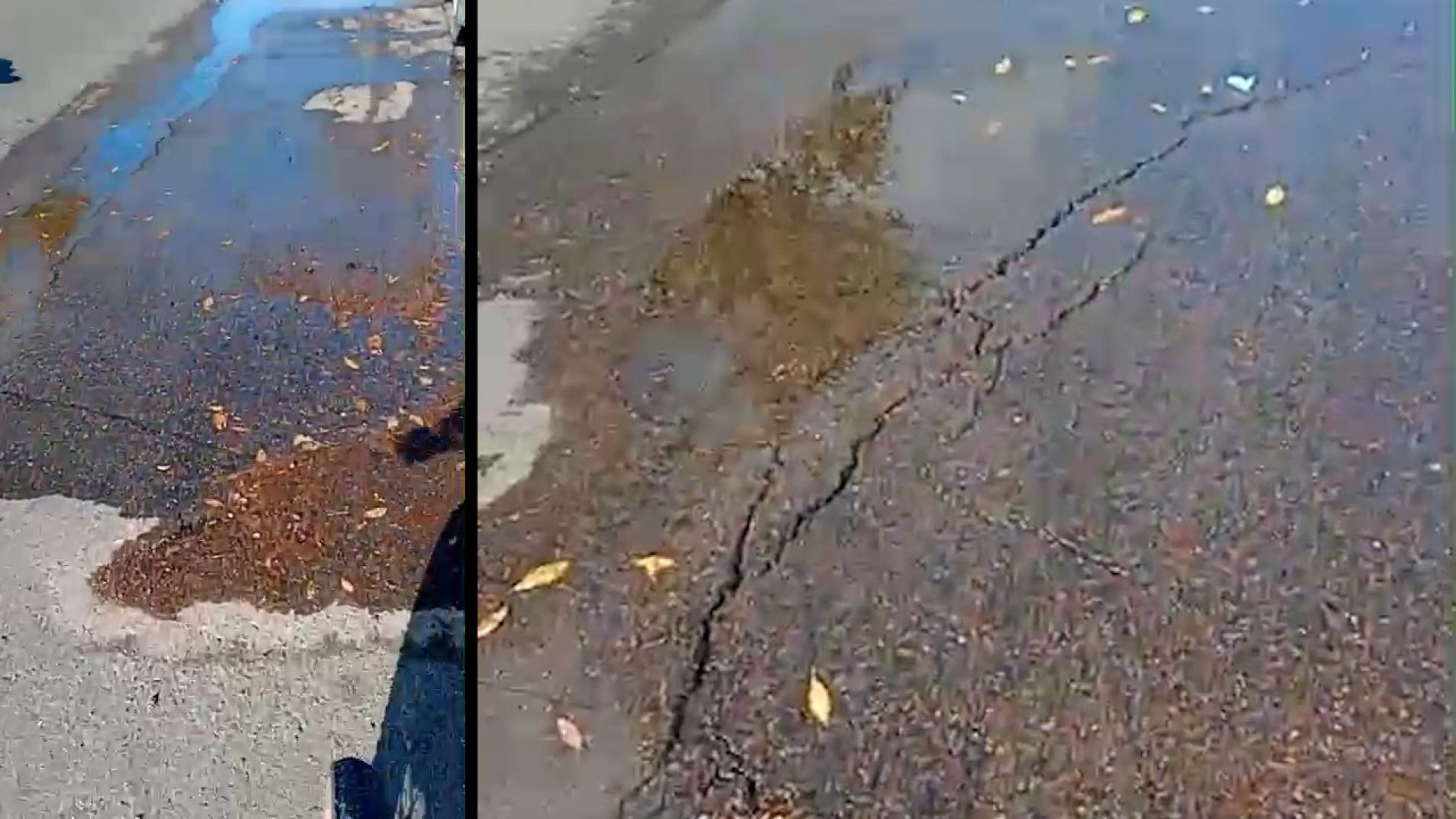 Vecinos reclaman por una abundante pérdida de agua y asfalto agrietado