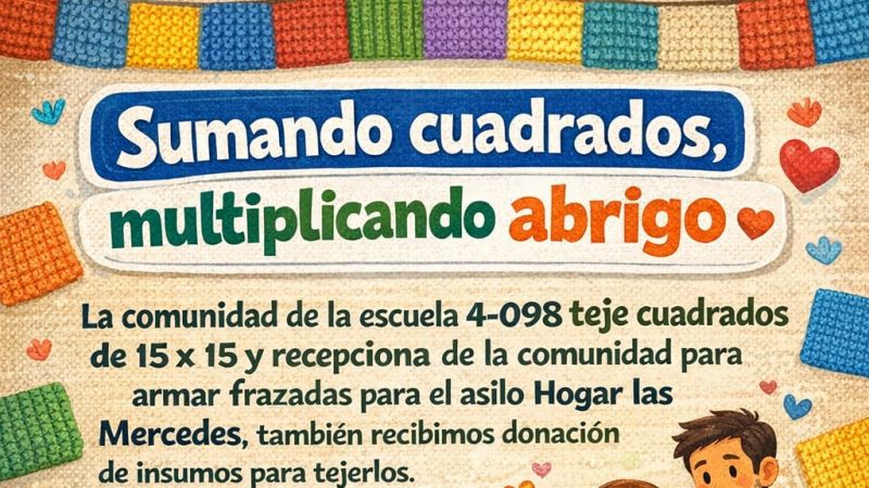"Sumando Cuadrados": Alumnos harán mantas y frazadas al hogar Las Mercedes