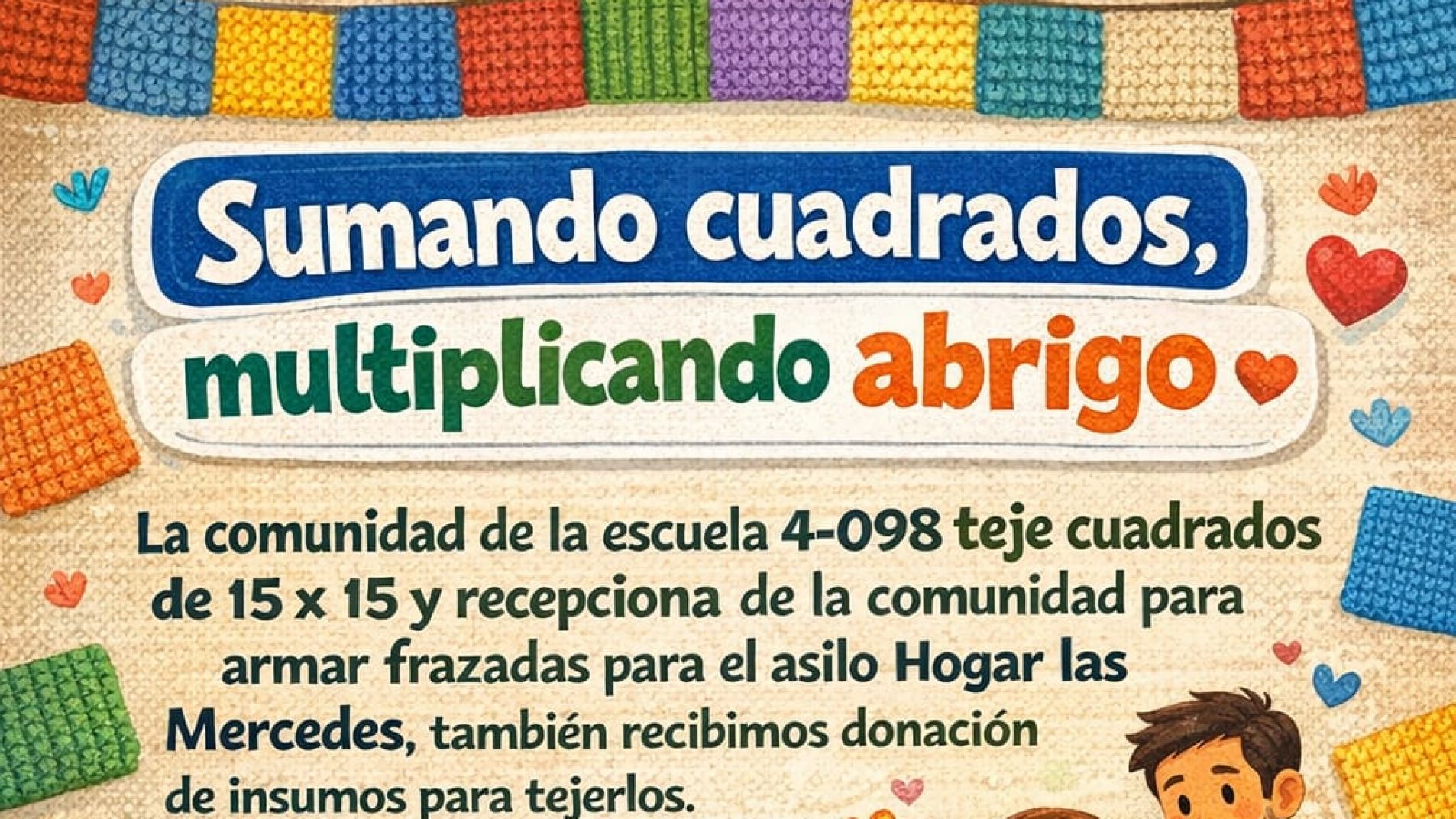 "Sumando Cuadrados": Alumnos harán mantas y frazadas al hogar Las Mercedes