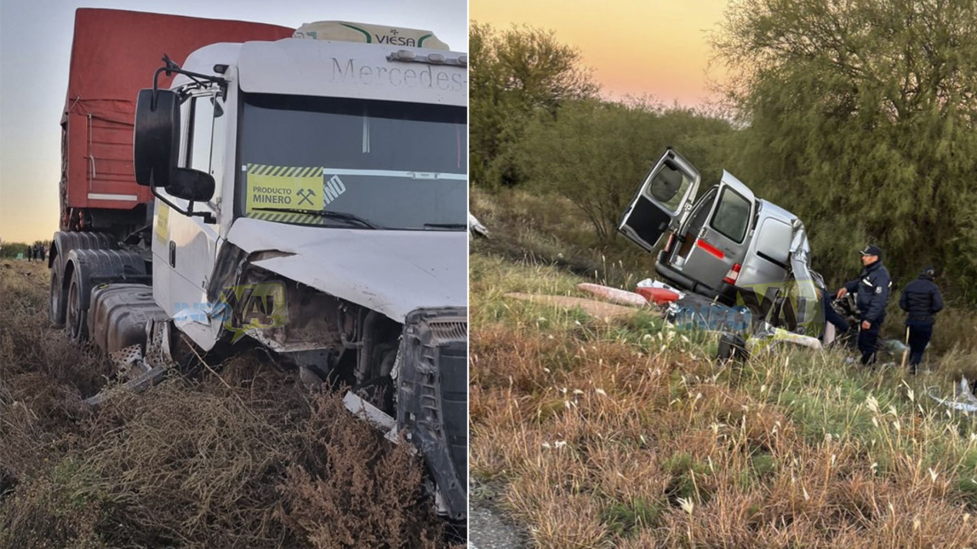 El choque se produjo en la ruta 146, a unos 20 kilómetros de Beazley.