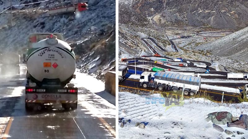 Video: Los caracoles colmados de camiones tras la reapertura del paso a Chile