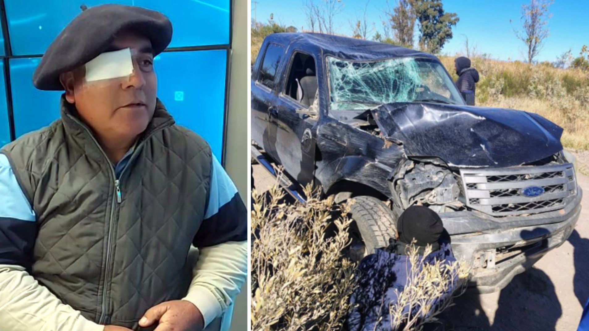 Ramón Carabajal volcó con su camioneta cuando perseguía a los cuatreros.