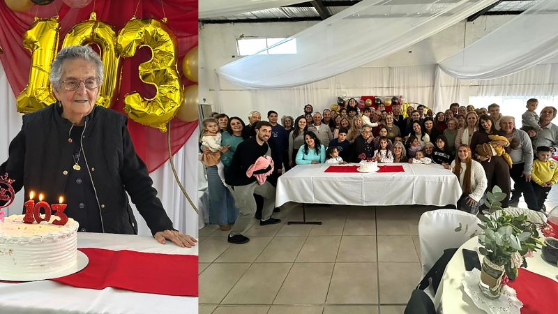 María festejó los 103 años con sus hijos, nietos, bisnietos y tataranietos