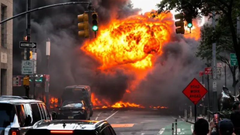 Video: Impresionante explosión de un auto que generó pánico en New York