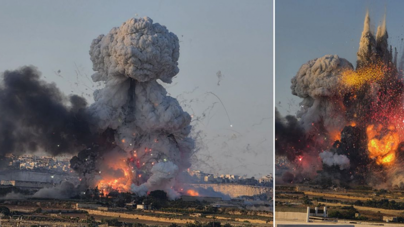Video: descomunal explosión de una fábrica de fuegos artificiales en Malta