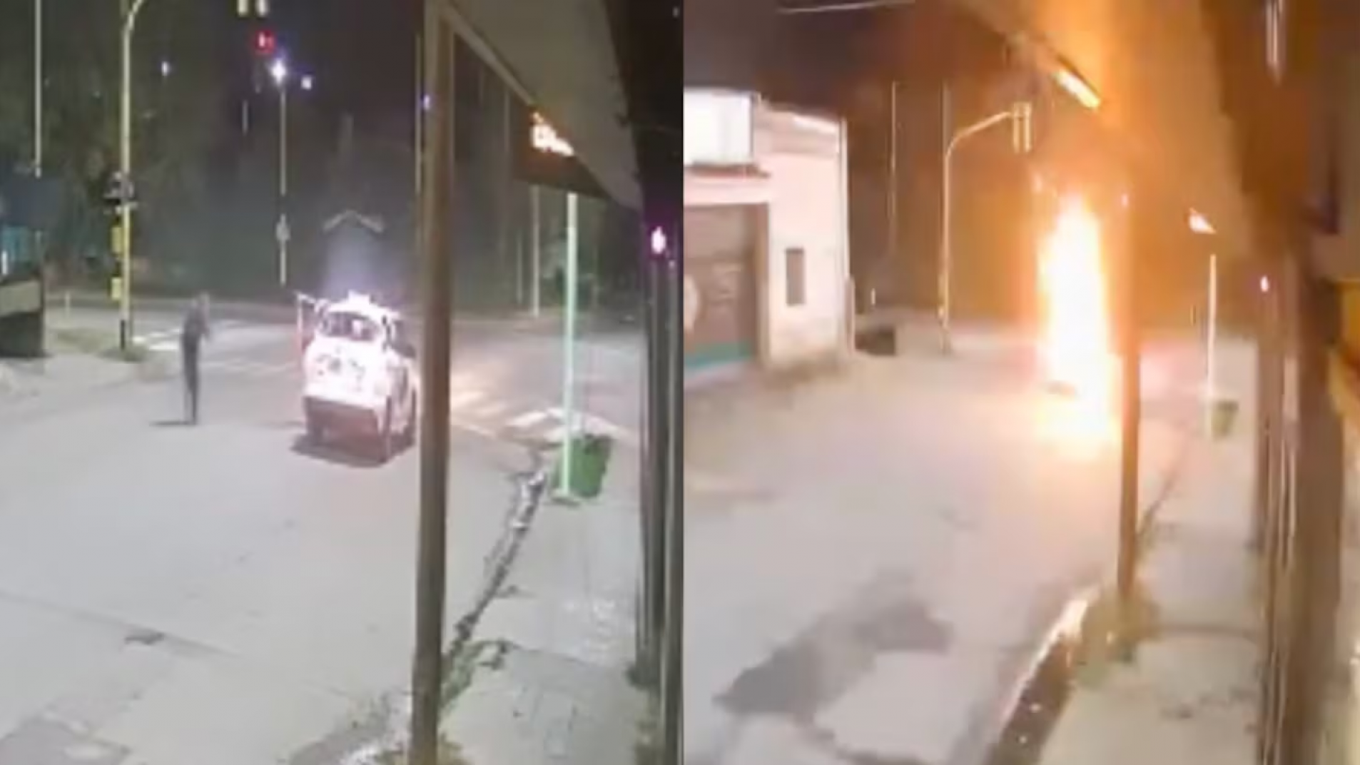 Video: un taxista frenó en un semáforo y le explotó el auto